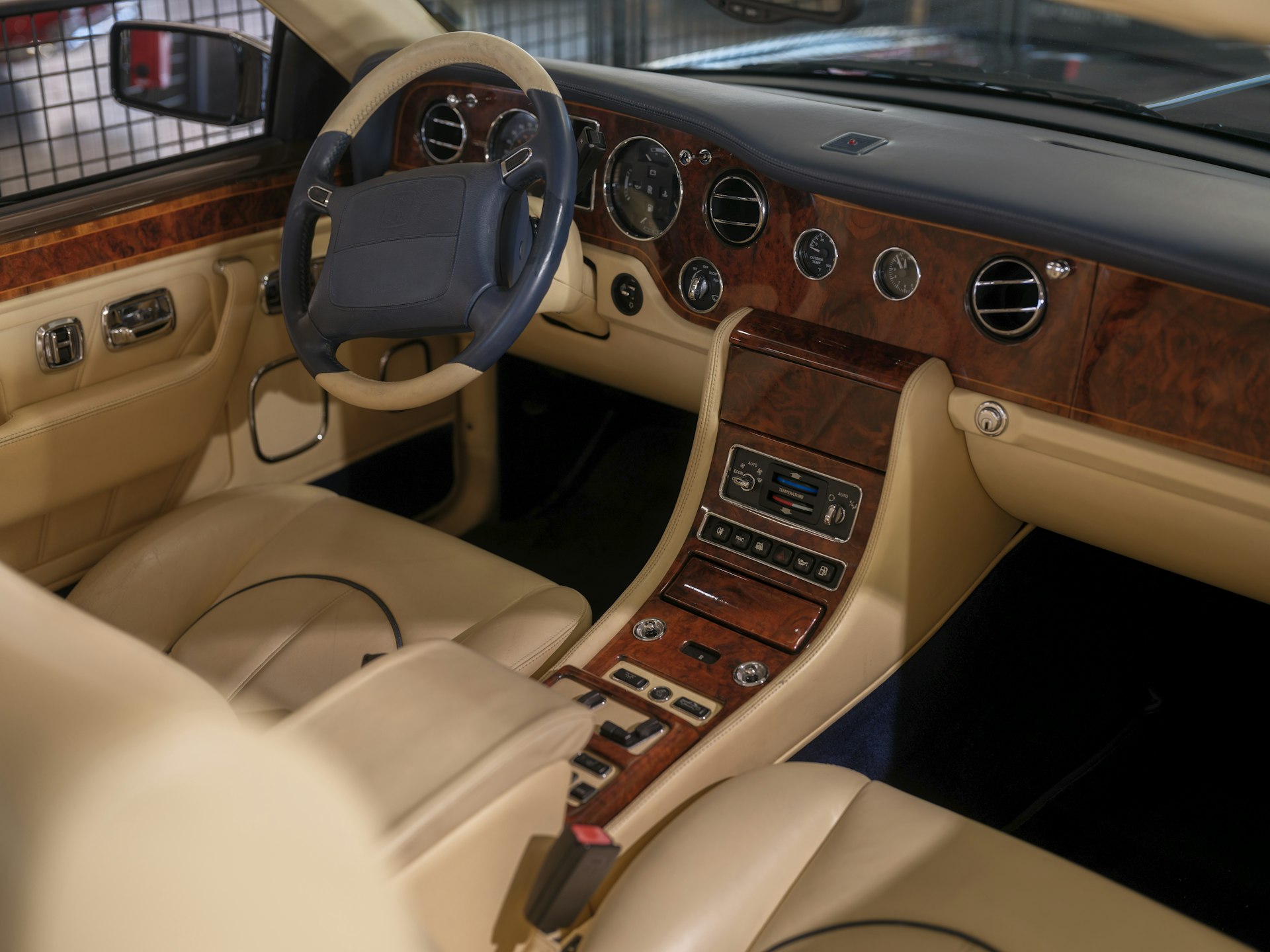Luxurious interior of a classic car.