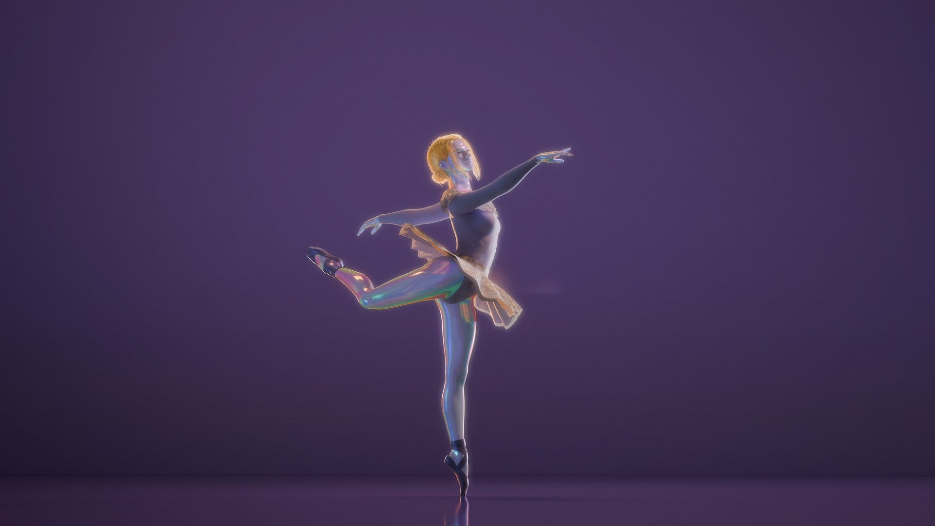 A ballerina poses gracefully in a dance.