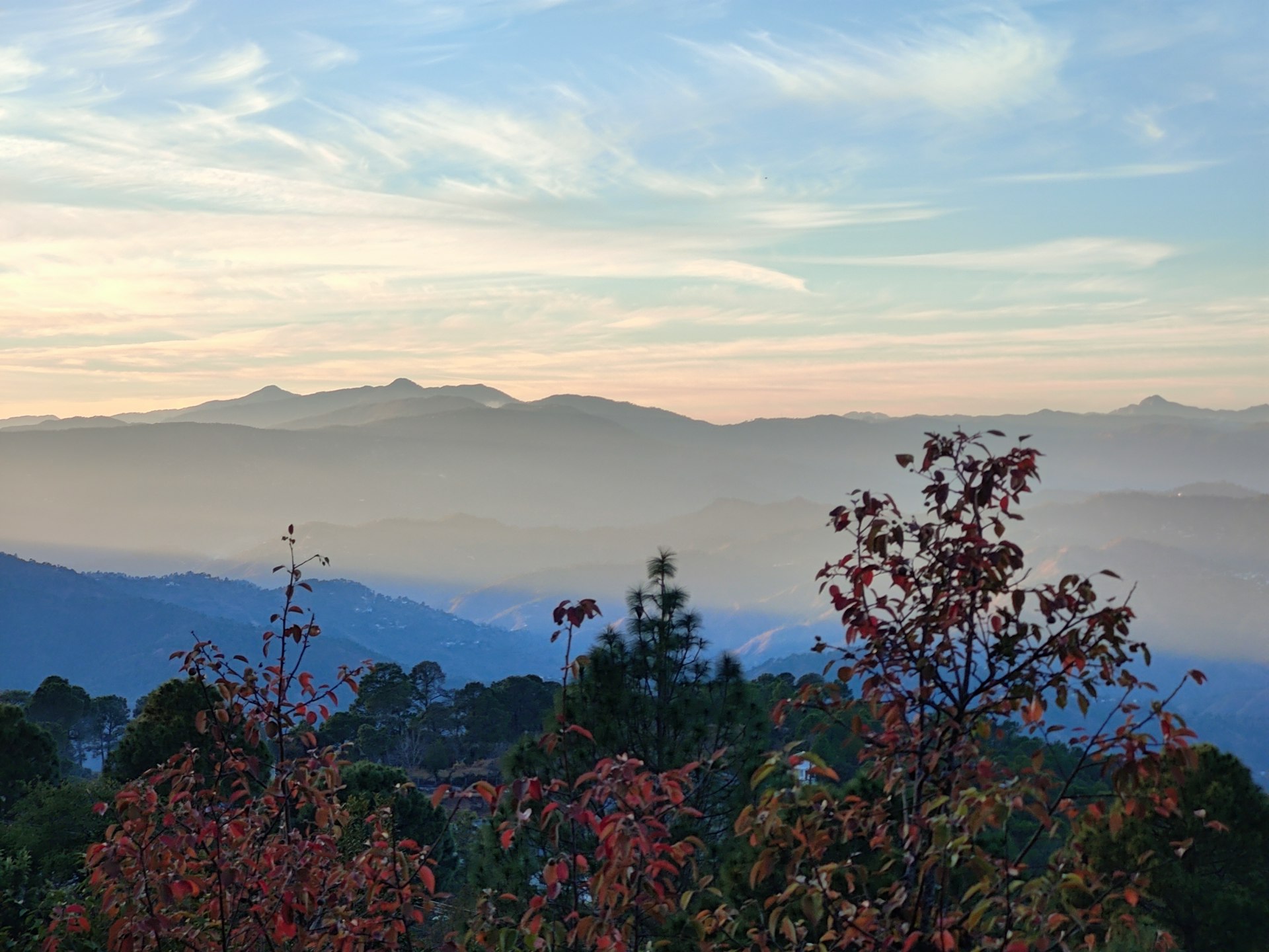 A beautiful mountain vista at sunset.