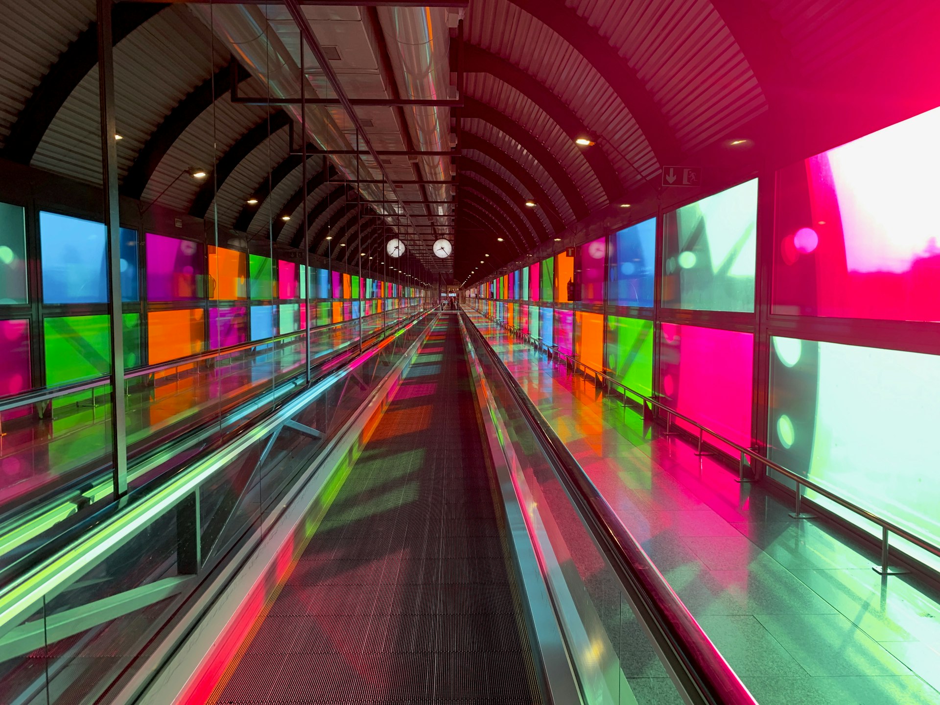 red blue green and yellow tunnel